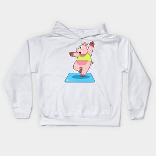 Pig at Yoga Fitness Kids Hoodie